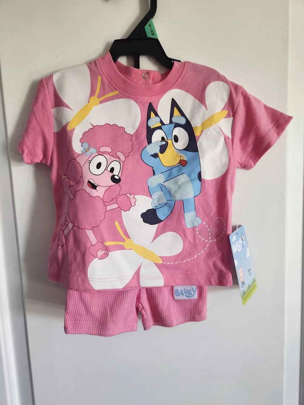 Bluey Kids' Pink Short-Sleeve Set with Character Print